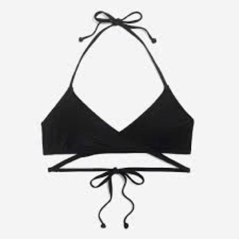 J. Crew Wrap-Front Halter Bikini Top in Navy